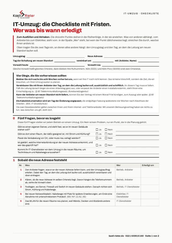 Die Umzugs-Checkliste mit Fristen, Seite 1 von 2