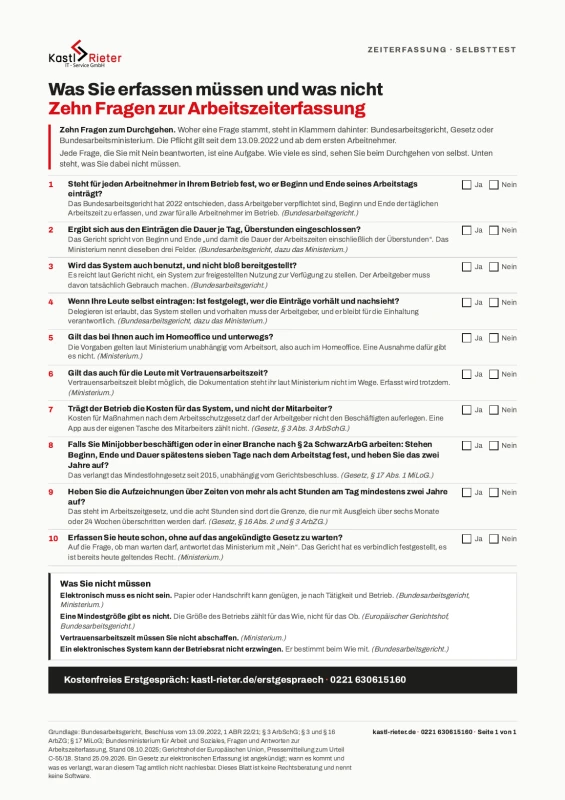 Der Selbsttest zur Arbeitszeiterfassung, eine Seite hochkant